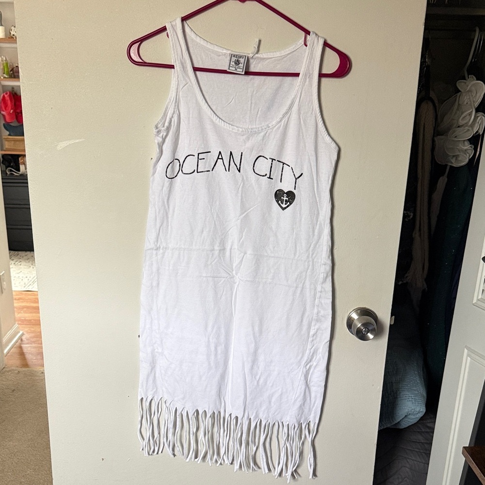 Exist White Fringe Swim Coverup